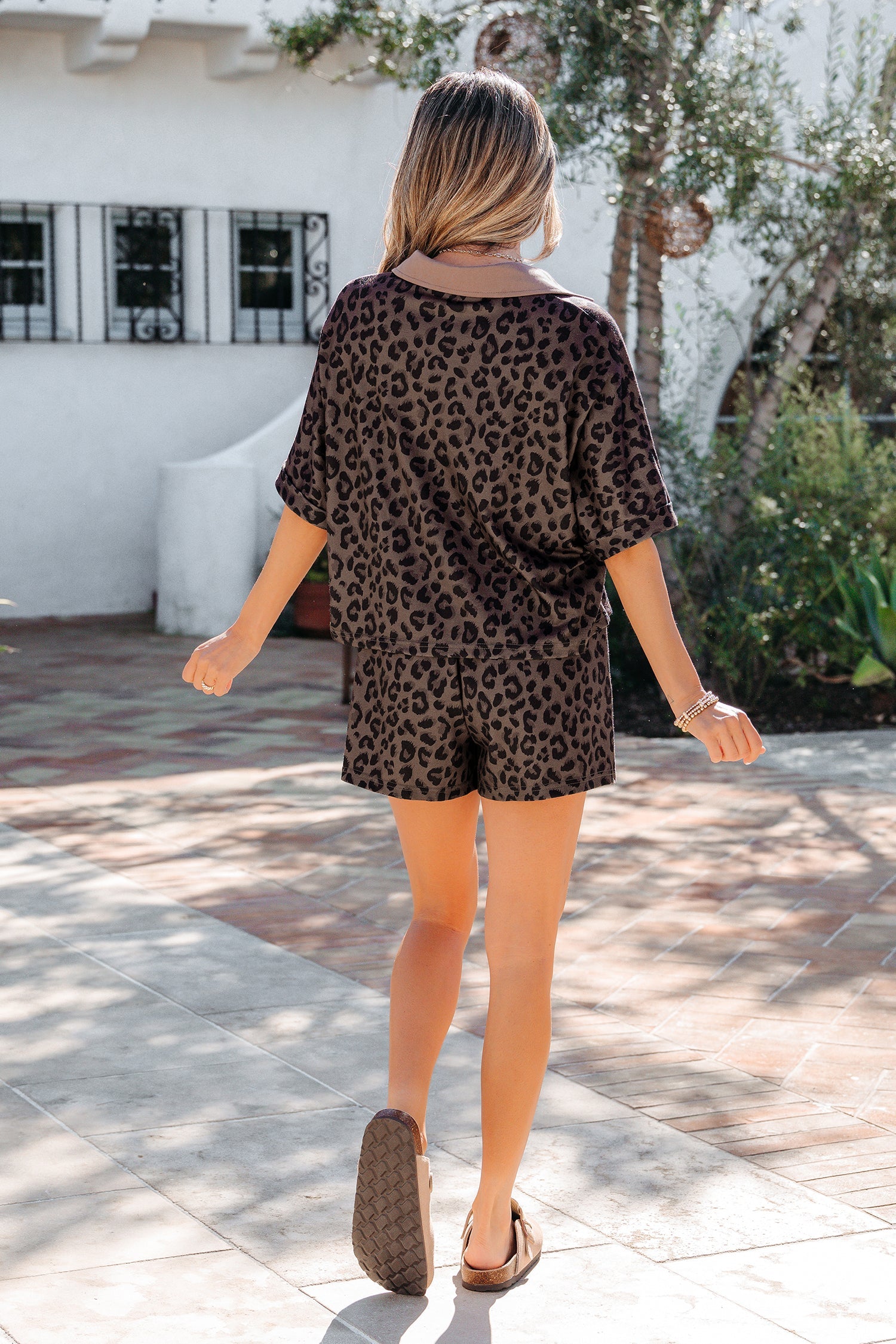 Ensemble Short Léopard | Col V Brun